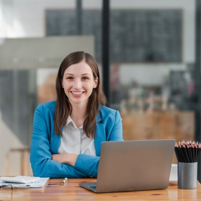 Woman In Office Smelling